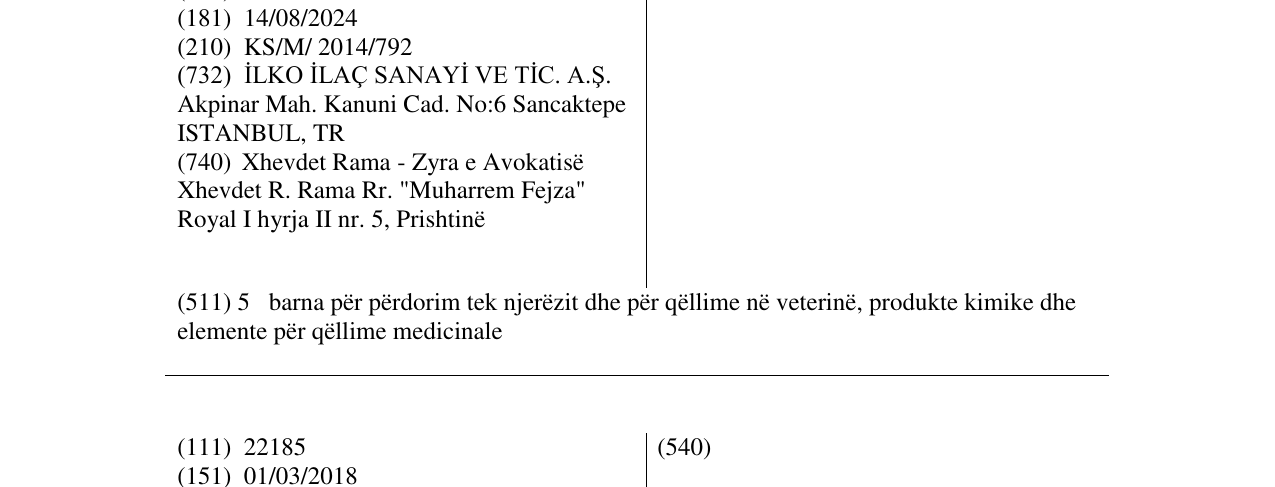 Zëri i markës MOKSEFEN në buletin