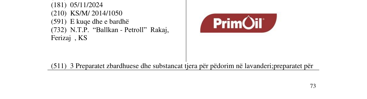 Zëri i markës Prim Oil në buletin