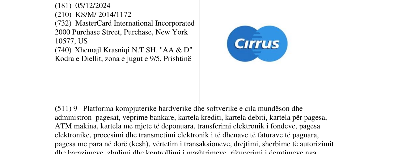 Zëri i markës Cirrus në buletin