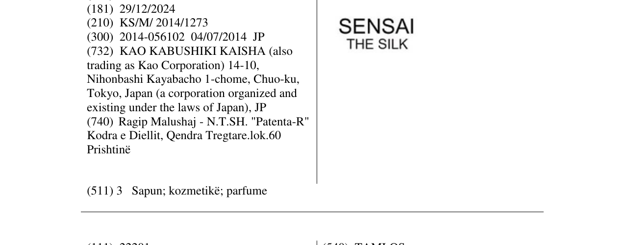 Zëri i markës SENSAI THE SILK në buletin