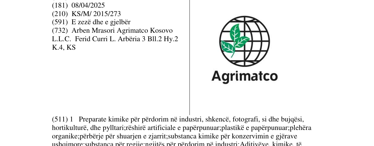 Zëri i markës Agrimatco në buletin