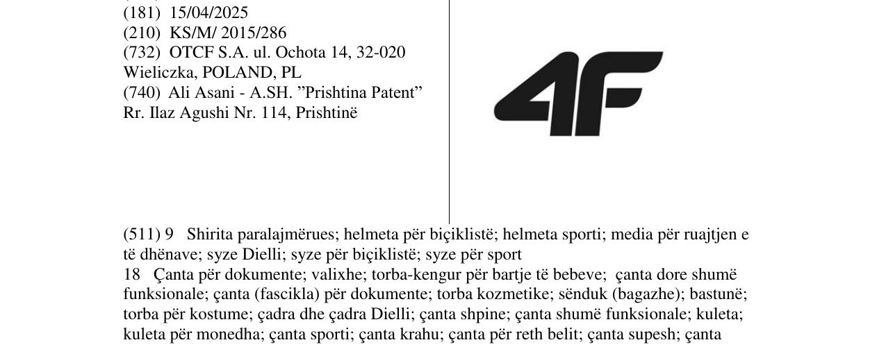 Zëri i markës 4F në buletin