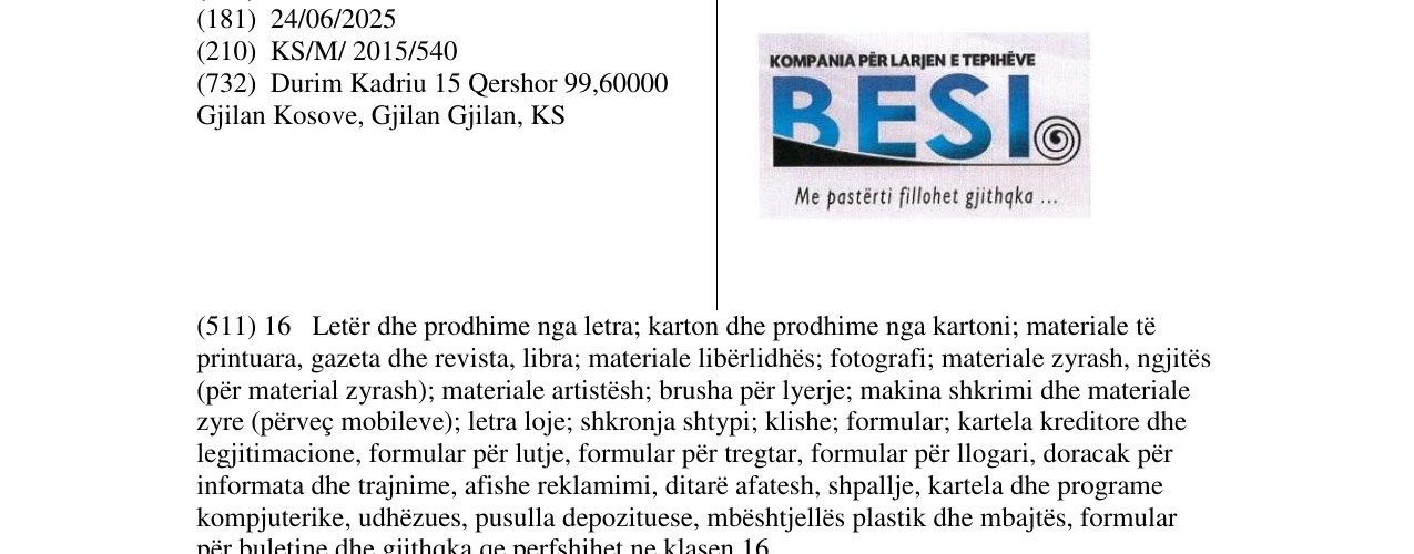 Zëri i markës BESI Me pastërti fillohet gjithqka... në buletin
