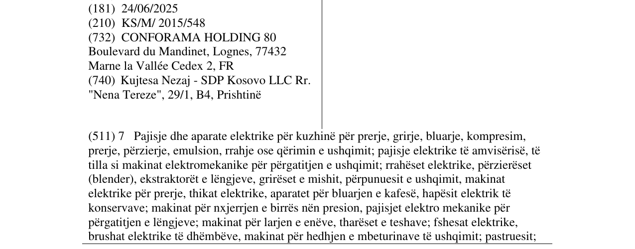 Zëri i markës CONFORAMA në buletin