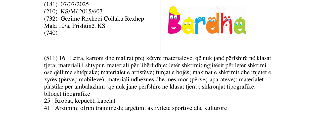 Zëri i markës Bardha në buletin