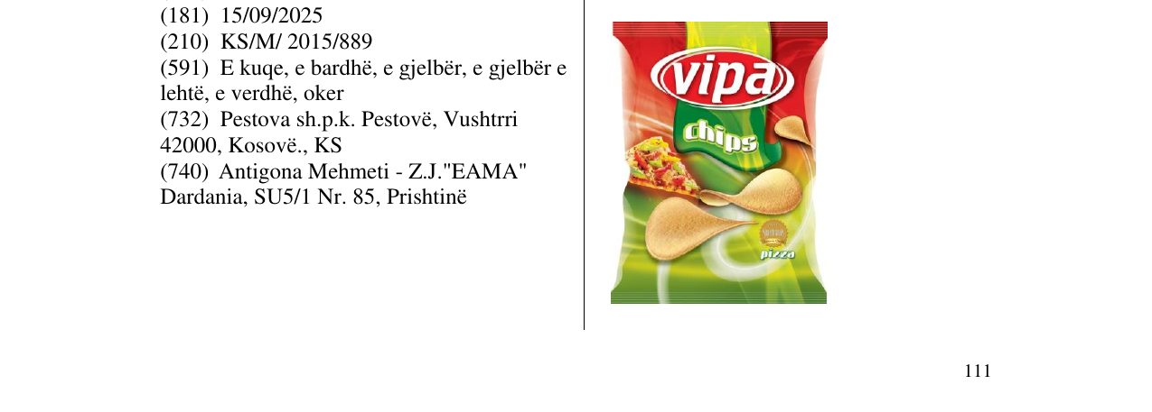 Zëri i markës vipa chips në buletin
