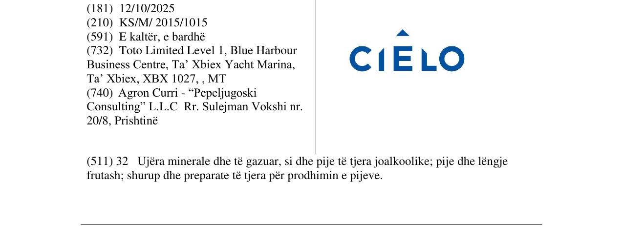 Zëri i markës CIELO në buletin