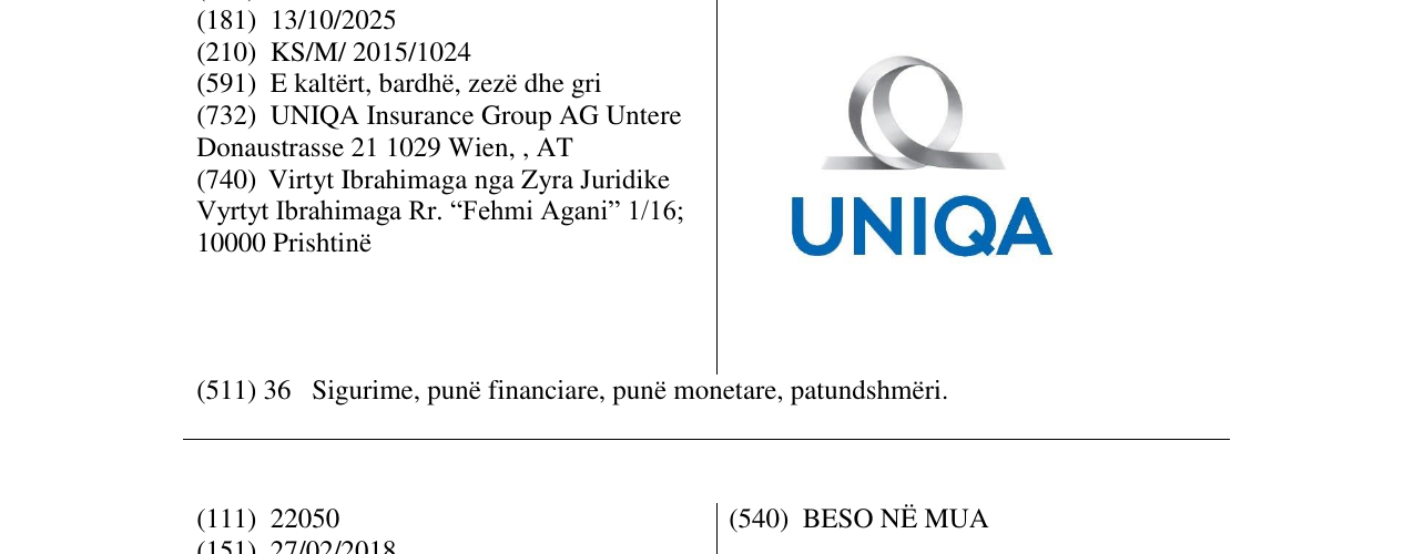 Zëri i markës UNIQA në buletin