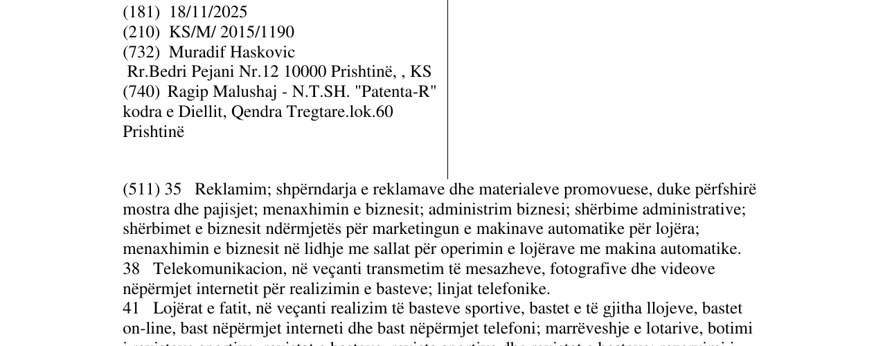Zëri i markës KOLINA në buletin