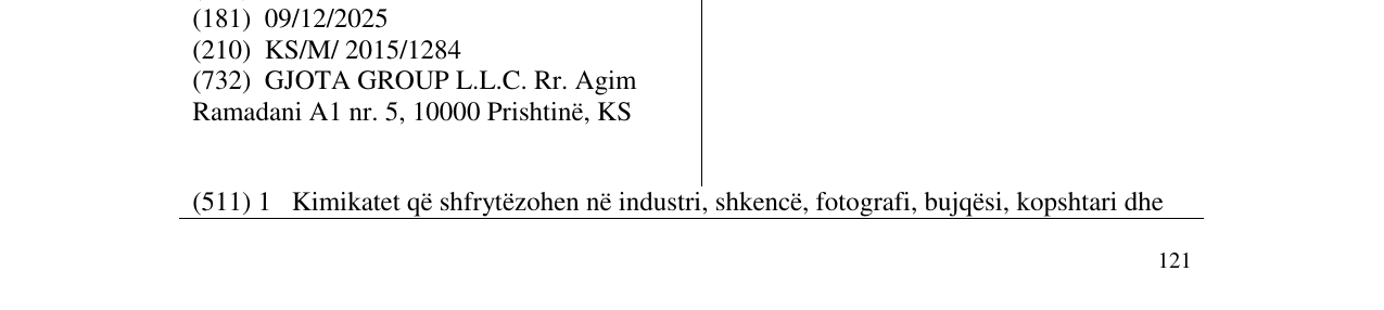 Zëri i markës GJOTA në buletin