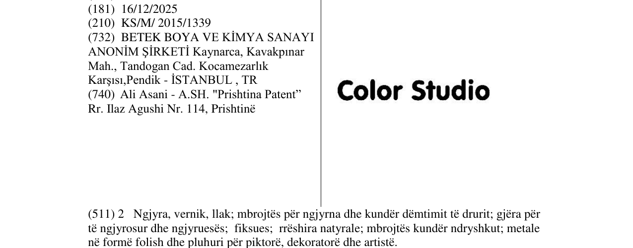 Zëri i markës Color Studio në buletin