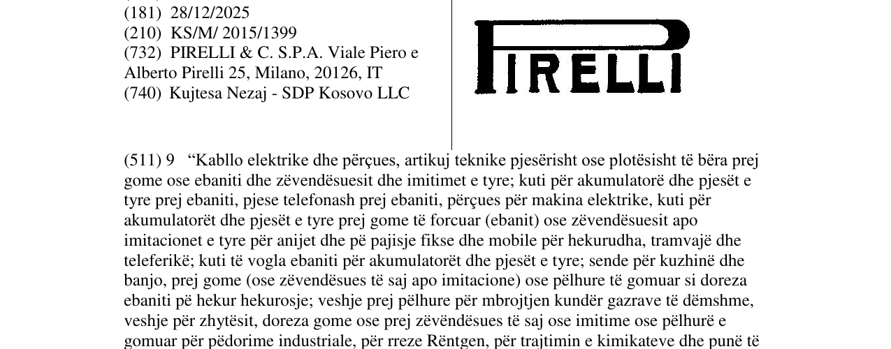 Zëri i markës PIRELLI në buletin