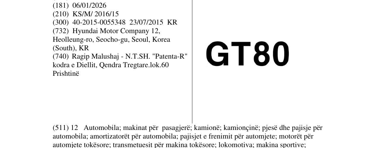 Zëri i markës GT80 në buletin