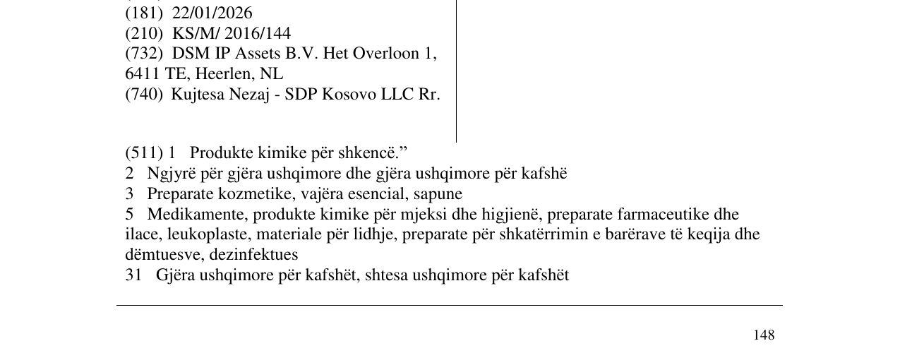 Zëri i markës CAROPHYLL në buletin