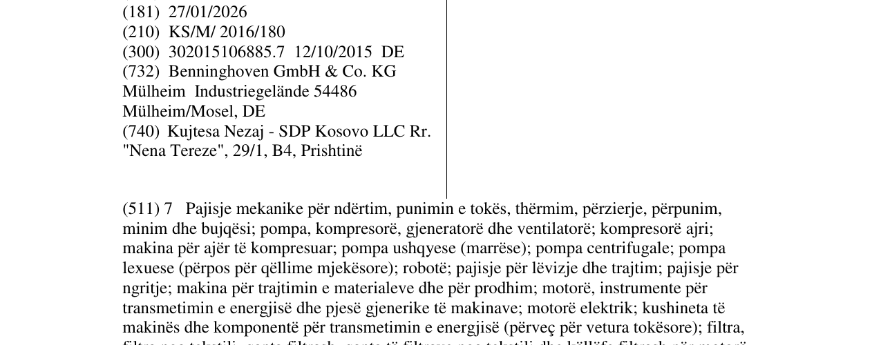 Zëri i markës BENNINGHOVEN në buletin