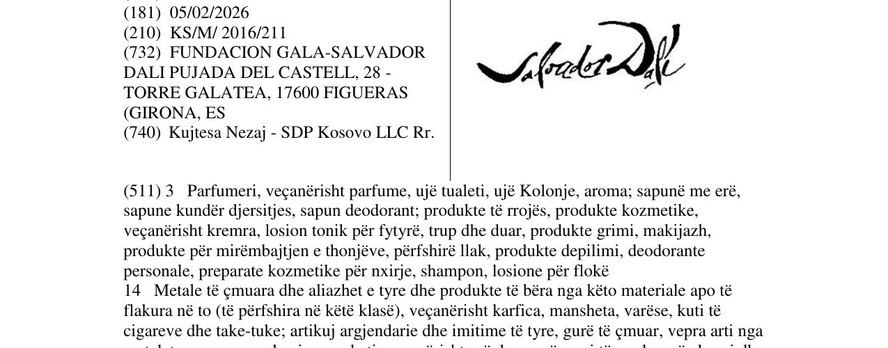 Zëri i markës Salvadore Dali në buletin