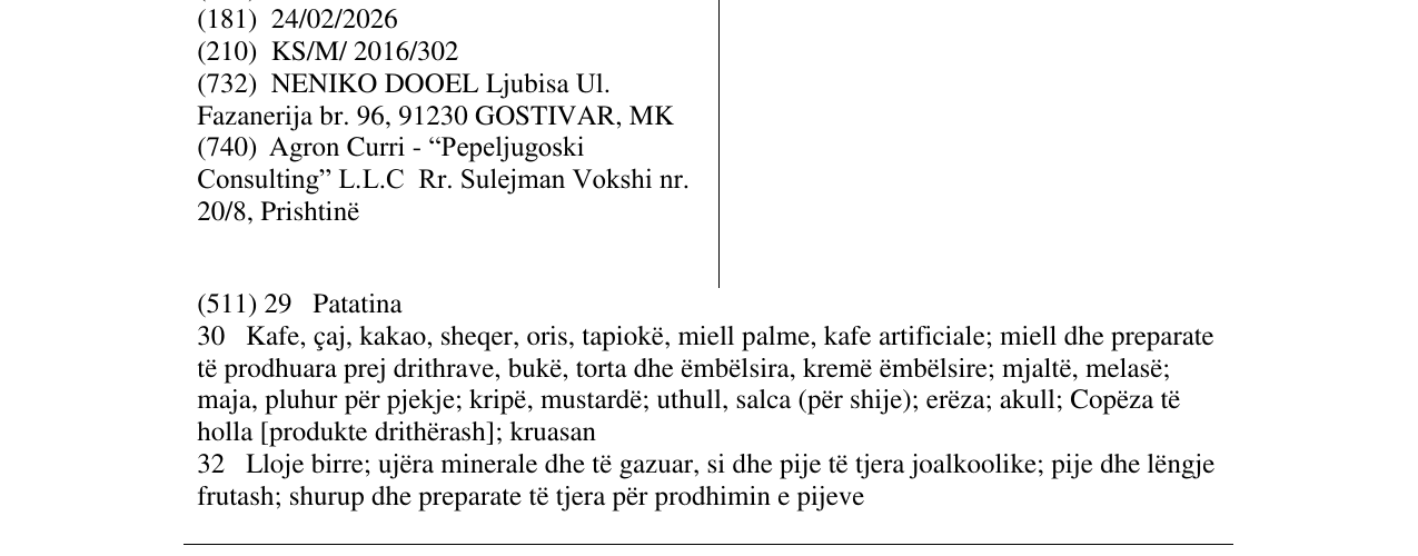 Zëri i markës NUGY në buletin