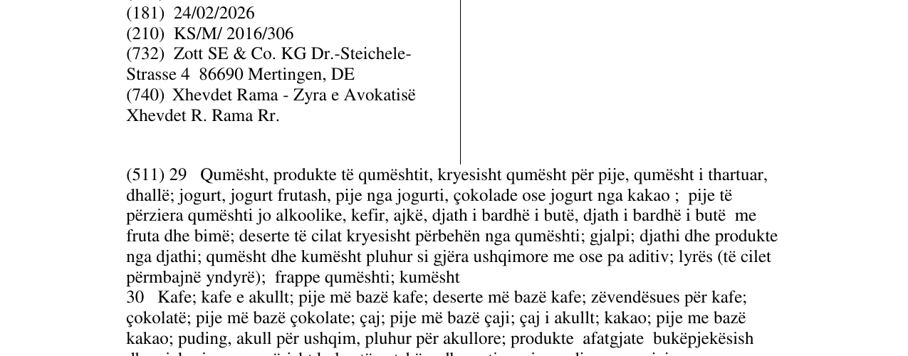 Zëri i markës Caffreze në buletin