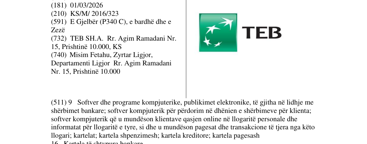 Zëri i markës TEB në buletin