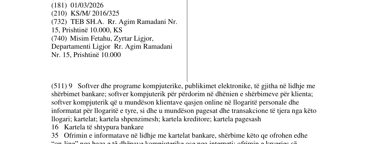 Zëri i markës TEB në buletin