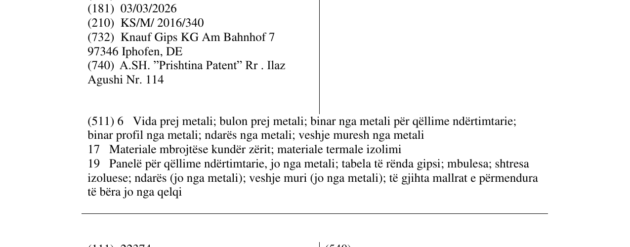 Zëri i markës DIAMANT në buletin