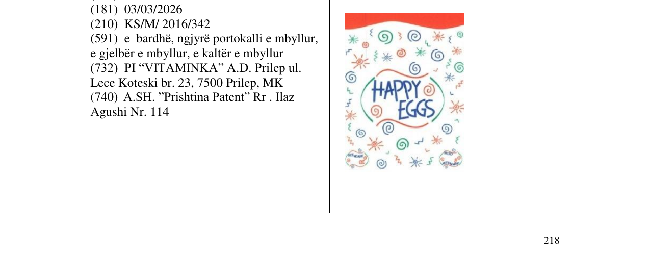 Zëri i markës HAPPY EGGS në buletin