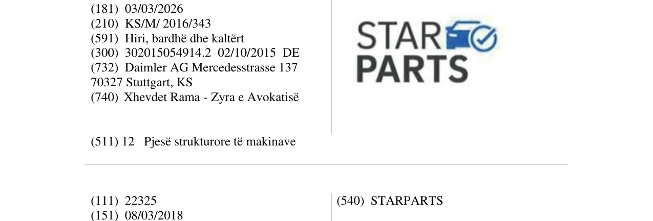Zëri i markës STAR PARTS në buletin