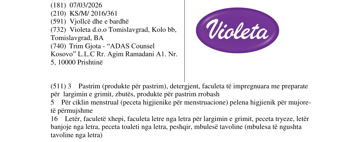 Zëri i markës Violeta në buletin