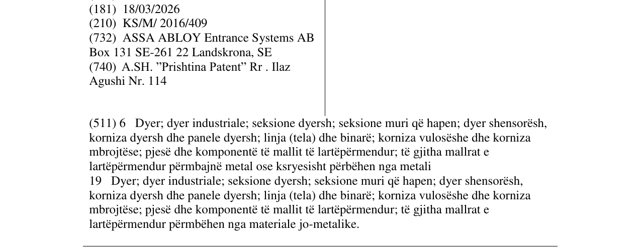 Zëri i markës ALBANY në buletin