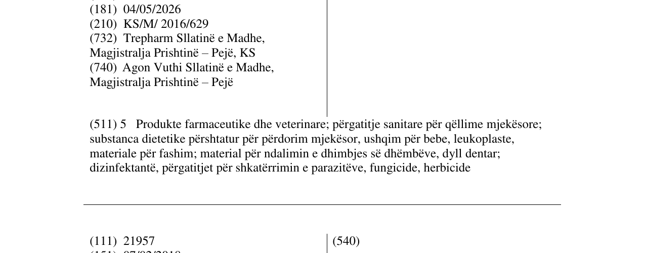 Zëri i markës NIFUREX në buletin
