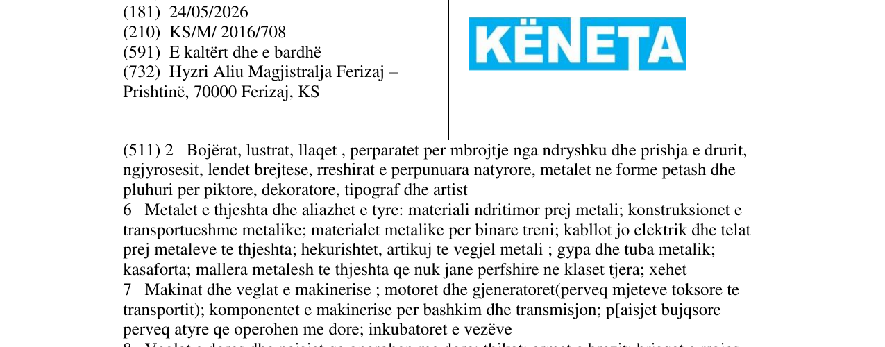 Zëri i markës KËNETA në buletin