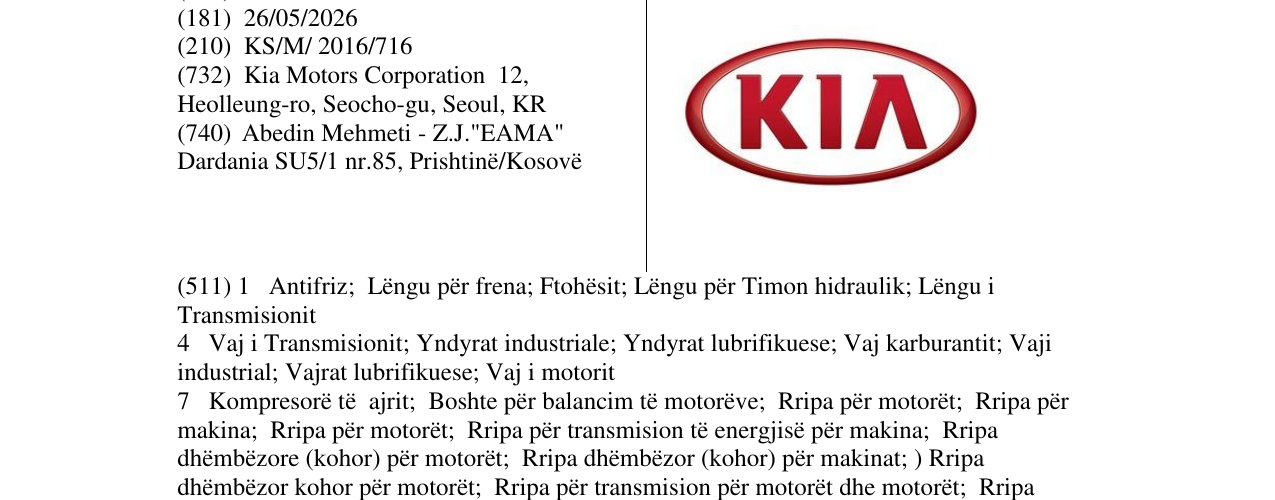 Zëri i markës KIA në buletin