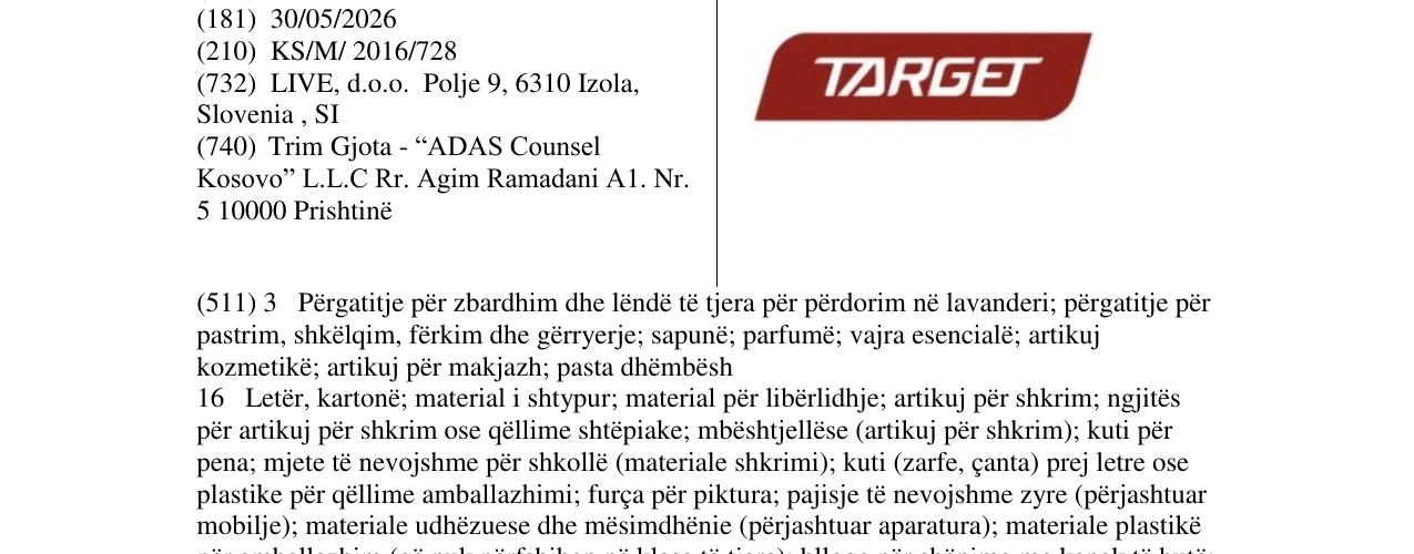 Zëri i markës TARGET në buletin