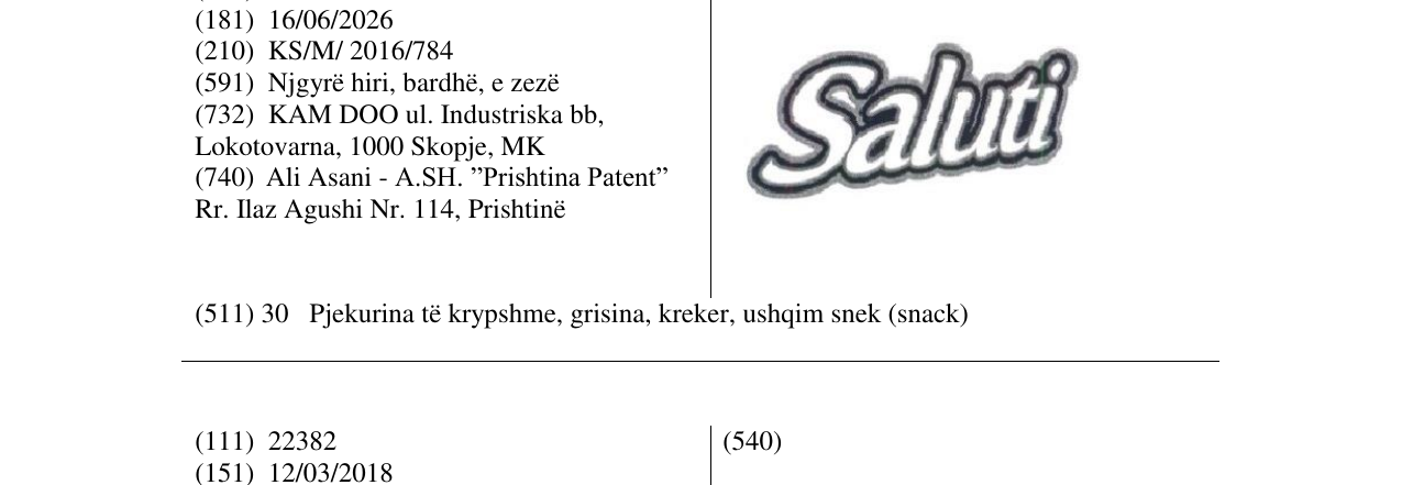 Zëri i markës Saluti në buletin