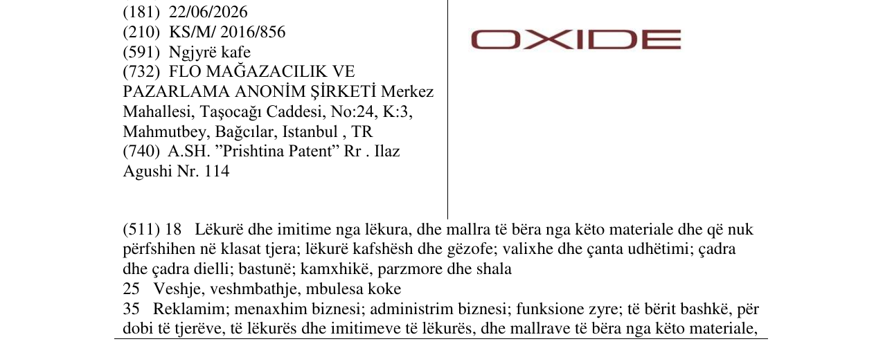 Zëri i markës OXIDE në buletin