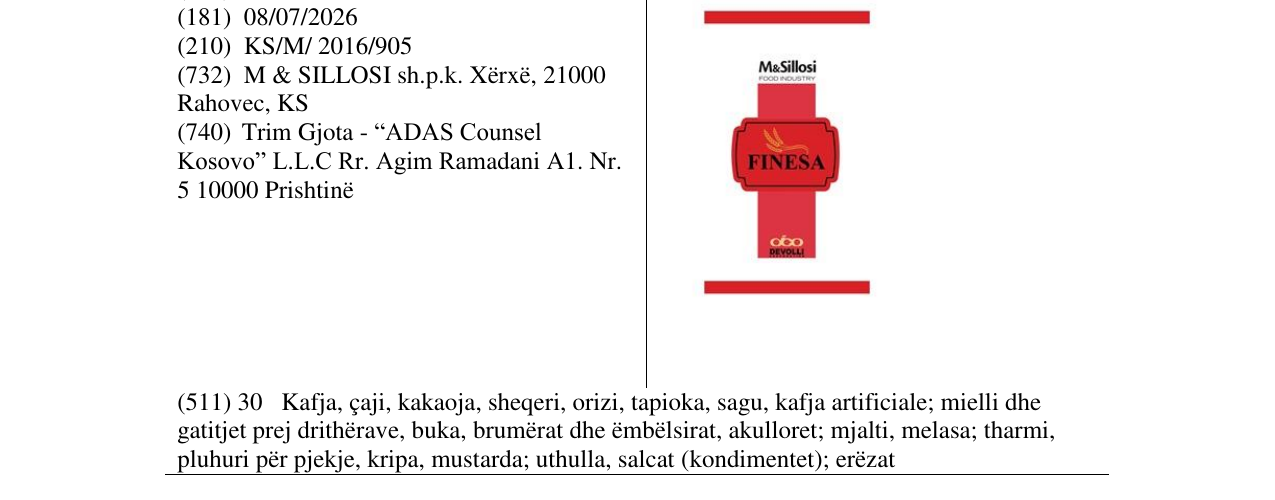 Zëri i markës FINESA në buletin
