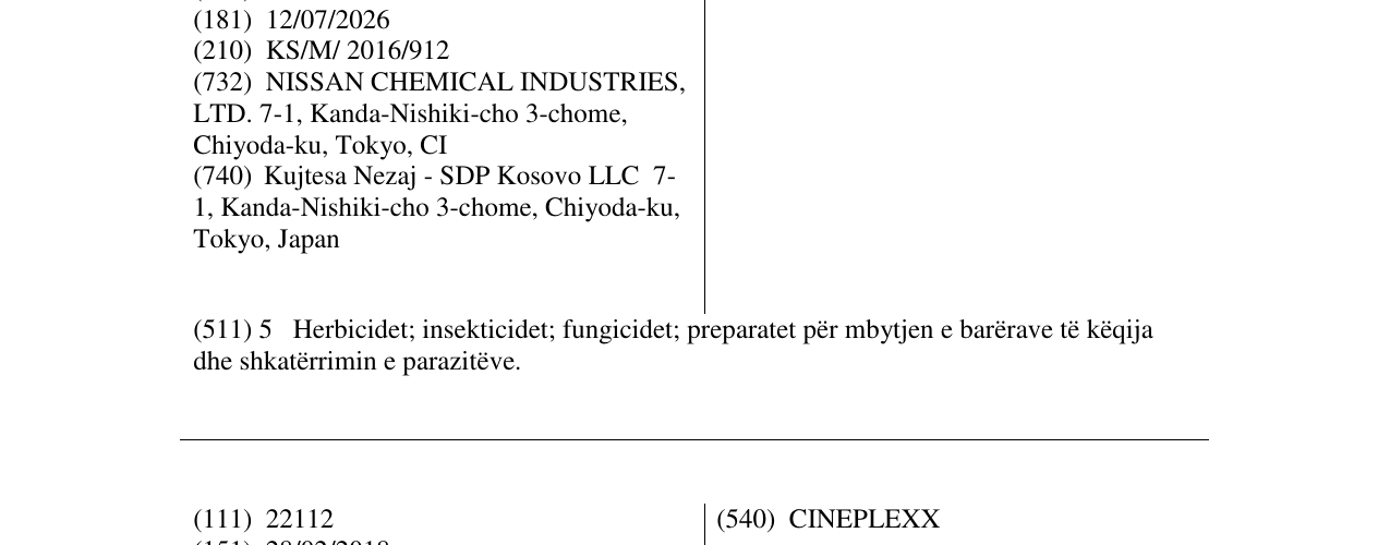 Zëri i markës SANMITE në buletin