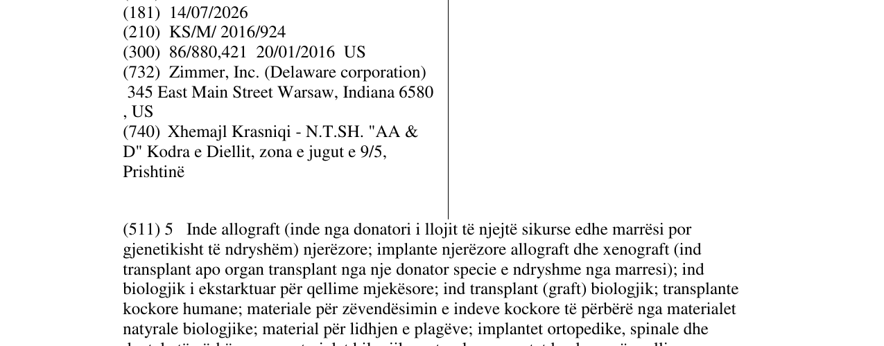 Zëri i markës ZIMMER BIOMET në buletin