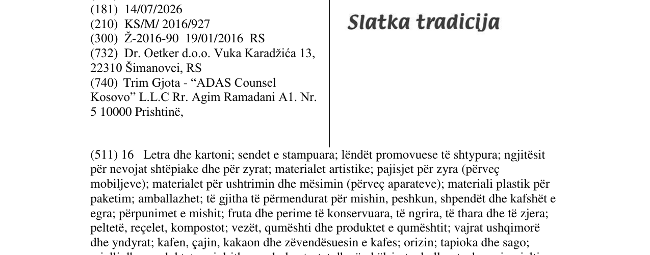 Zëri i markës Slatka tradicija në buletin
