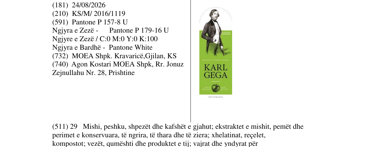 Zëri i markës KARL GEGA në buletin