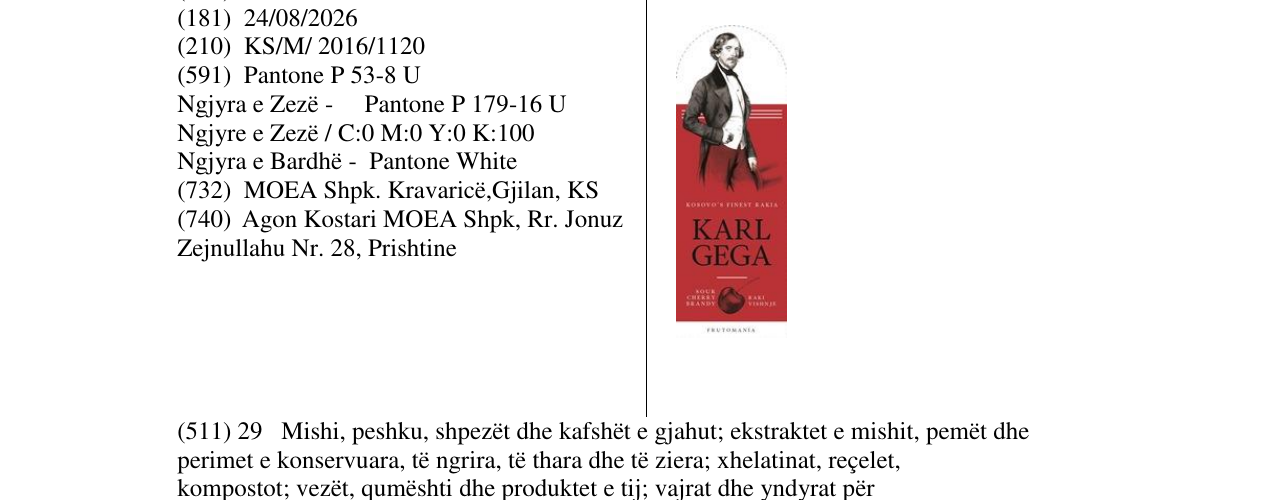 Zëri i markës KARL GEGA në buletin