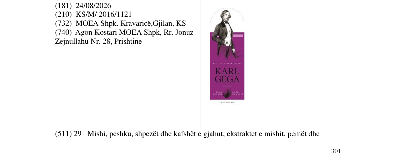 Zëri i markës KARL GEGA në buletin