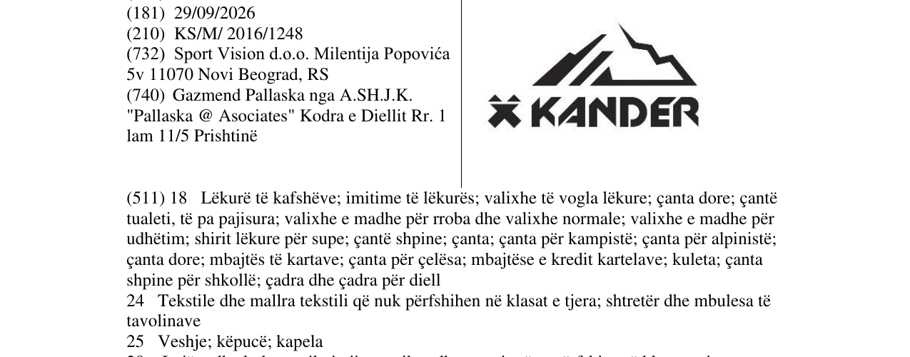 Zëri i markës KANDER në buletin