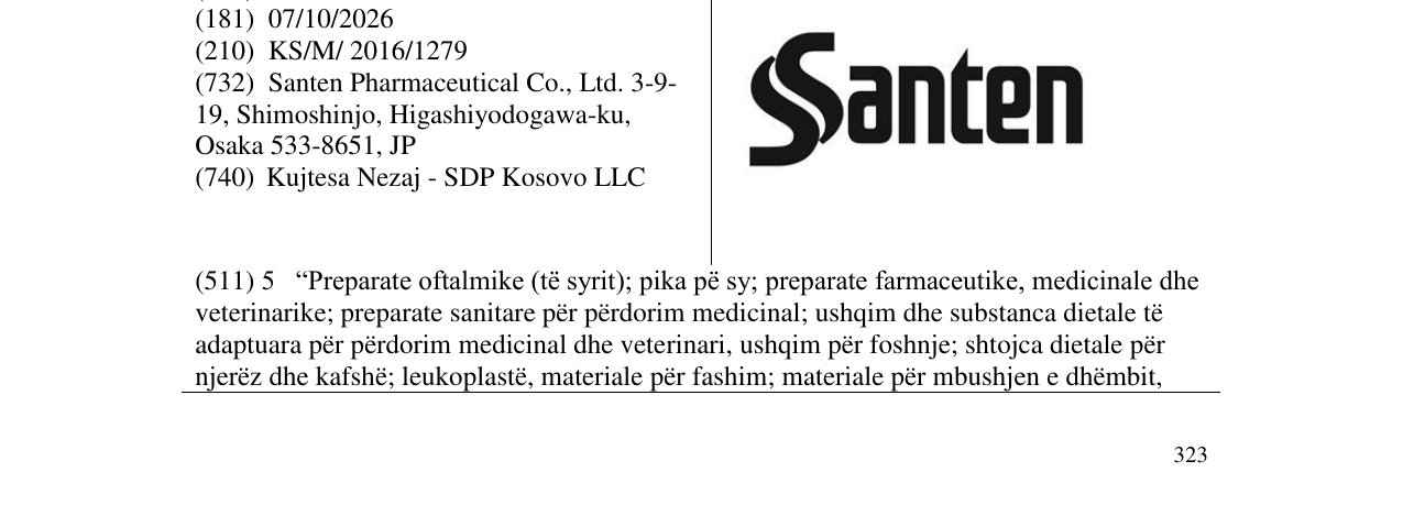Zëri i markës Santen në buletin