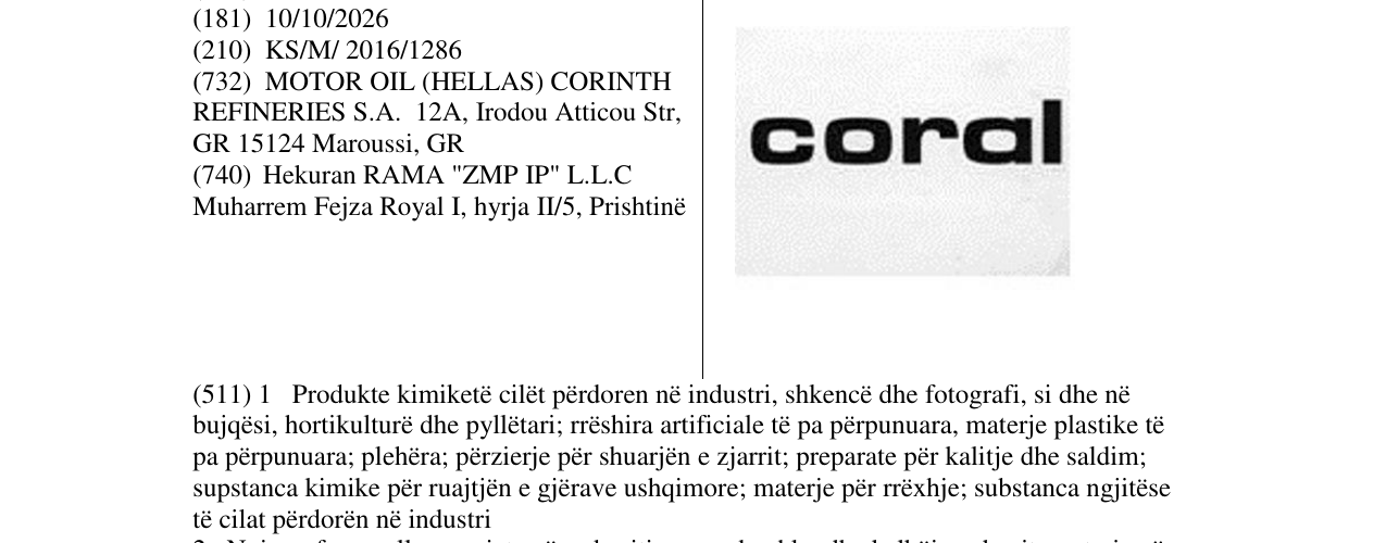 Zëri i markës CORAL në buletin