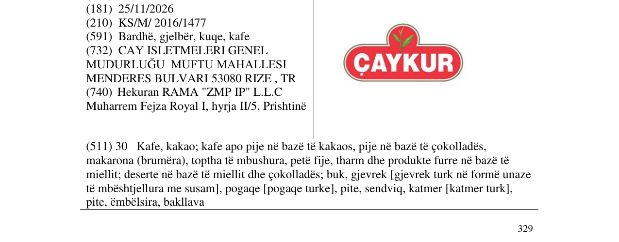Zëri i markës ÇAYKUR në buletin