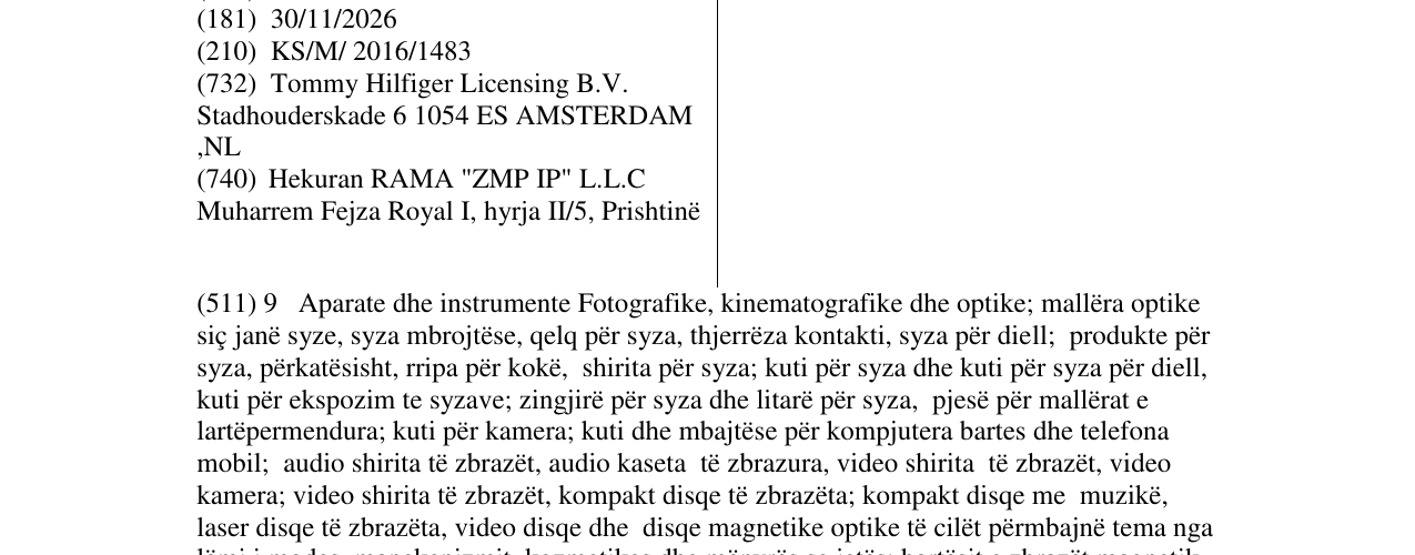 Zëri i markës TOMMY HILFIGER në buletin