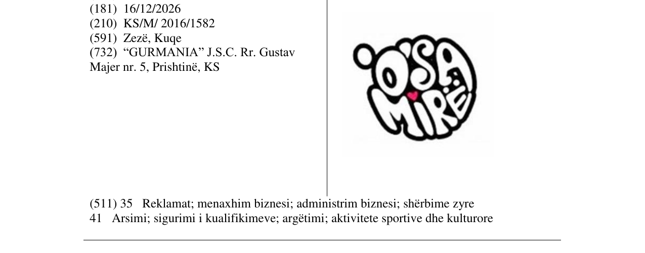Zëri i markës O SA MIRE në buletin