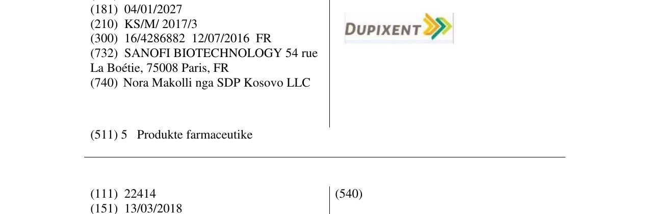 Zëri i markës DUPIXENT në buletin