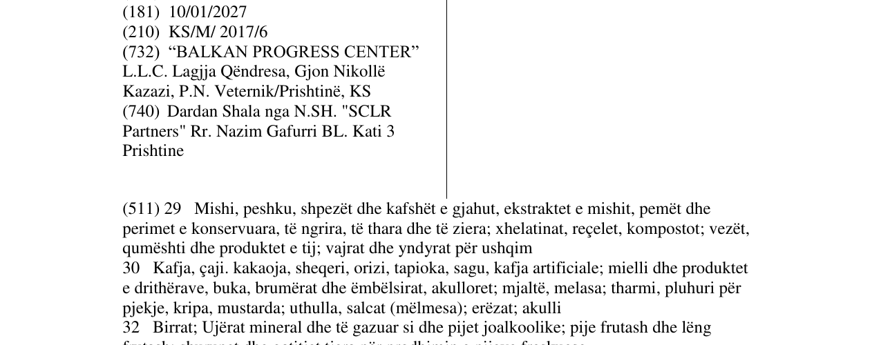 Zëri i markës BALKAN PROGRESS CENTER në buletin